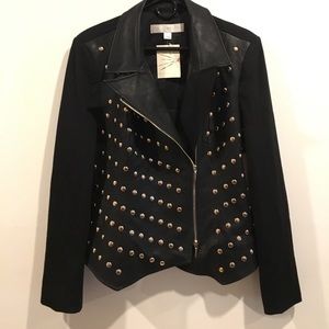 Studded Faux Leather Moto Jacket